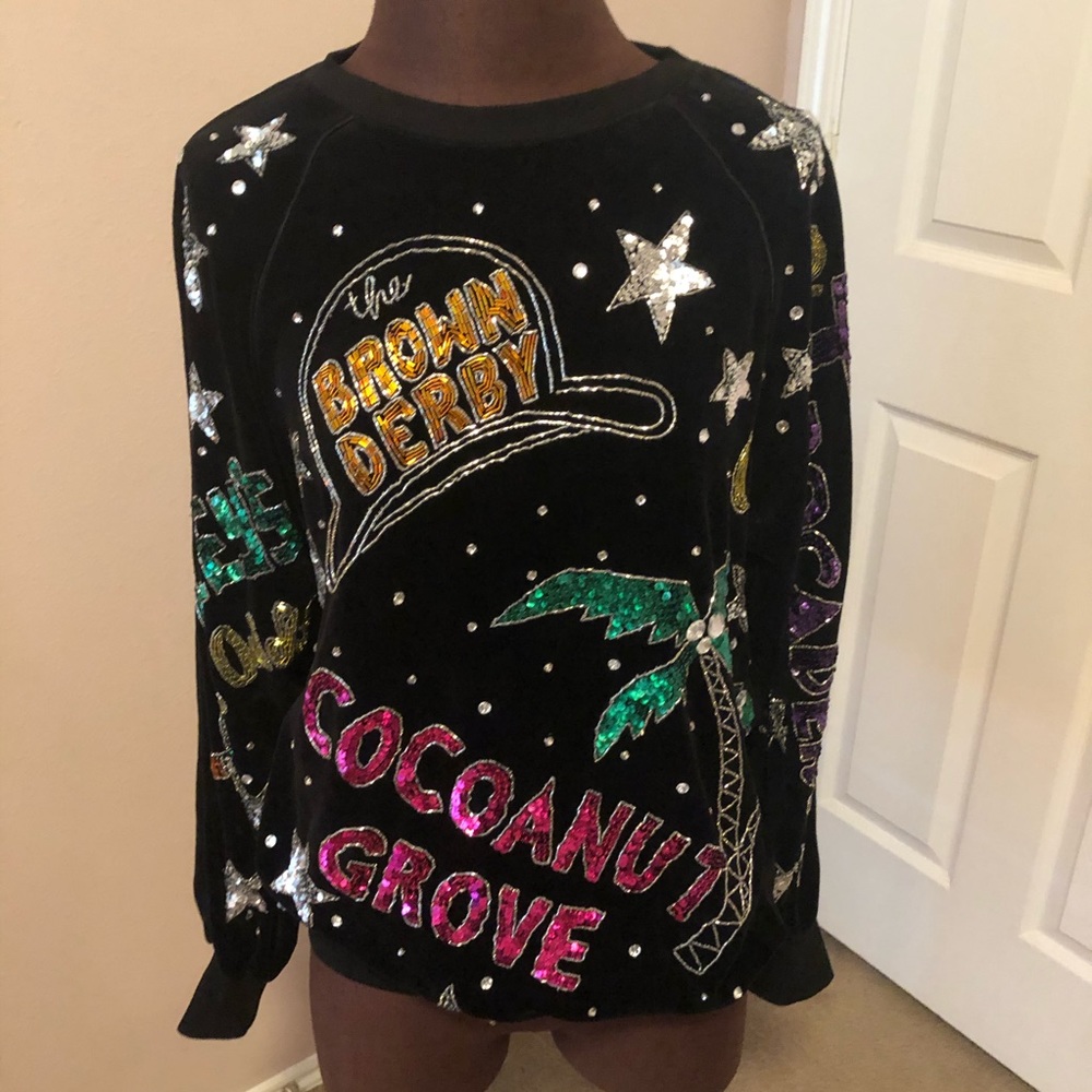 Vintage Sequin Star Hollywood Velour Sweat…